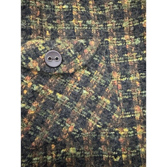 Vintage Austin Reed Women’s Plaid Wool Black Green Rust Trench Jacket Coat Sz 12 - Picture 4 of 10